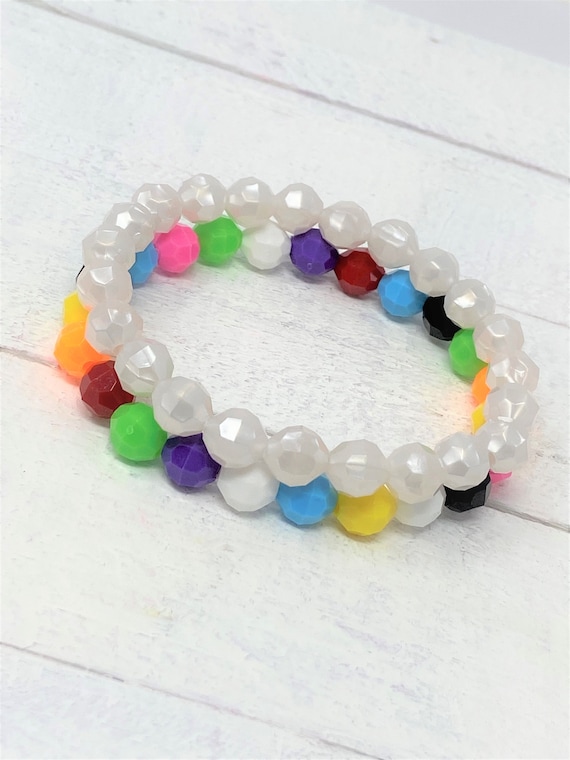 Bracelet Combo, Pearly Bracelet, Multicolored Bracelet, Set of 2, Faceted Beaded Bracelet, Friendship Bracelet, Gift for Her, Christmas Gift