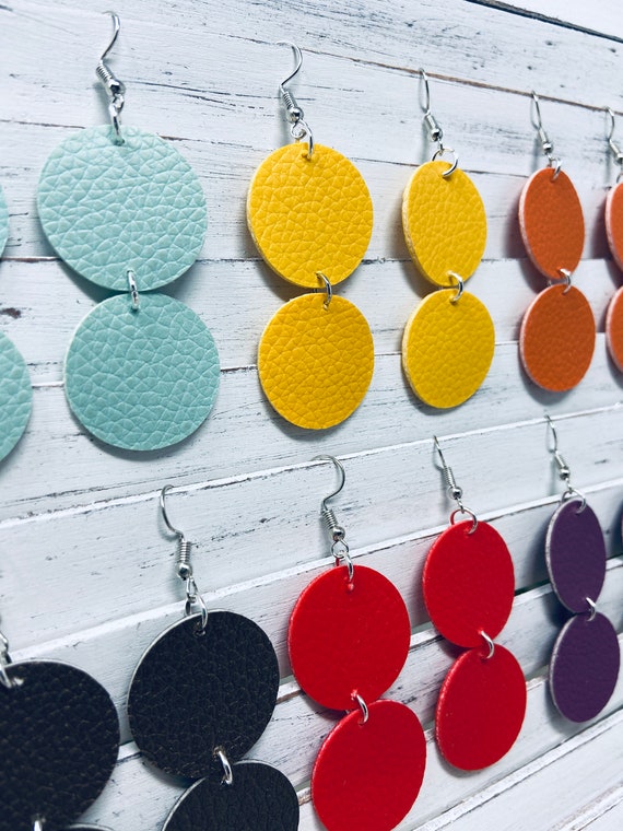Circle Drop Dangle Double-Sided Earrings | 2-Tier Earrings | Stacked Earrings