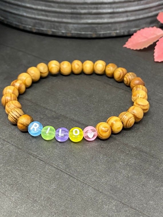 Custom Bracelets, Letter Bracelet, Wood Bead Bracelet, Letter Bracelet, Customized Bead Bracelet, Stretch Bracelet, Beaded Bracelet, Gift