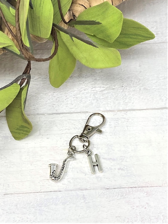 Saxophone Personalized Keychain | Add Initial