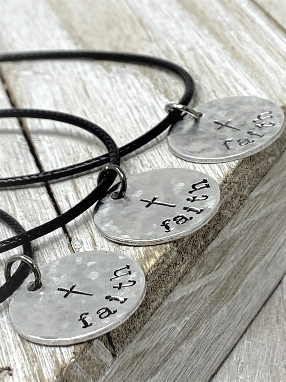 Faith Necklace, Hand Stamped Necklace, Two Sizes to Chooses From, Custom Necklace, Bulk Necklaces, Church Gift, Summer Camp, Gift