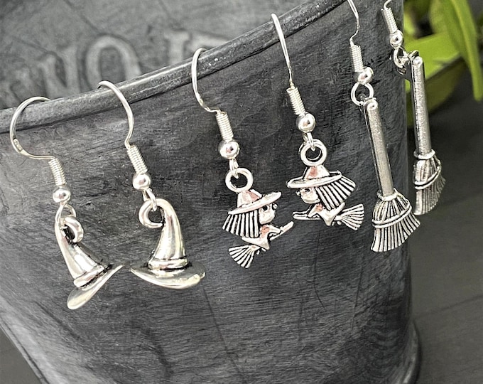 Halloween Earrings | You Pick | Hat | Witch | Broomstick