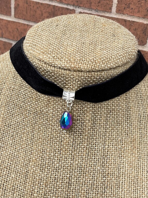Gemstone Black Choker, Birthstone Crystal on Choker, Thin Black Choker, Trendy Choker, Black Choker, Choker Necklace, Gift for Her