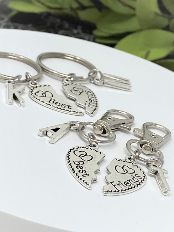 Best Friend Keychains, Set of Two, Initial Keychain, Gift for Bestie, Friendship, Personalized Gift, Add Initials, BFF Gift, Valentines Gift