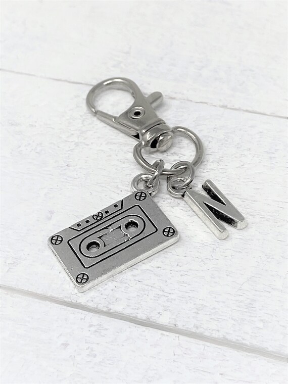 Cassette Keychain, Cassette Zipper Pull, 90's Charm, Custom Keychains, Add Initials, Music Lover Gift, Personalized Gift, Christmas Gift