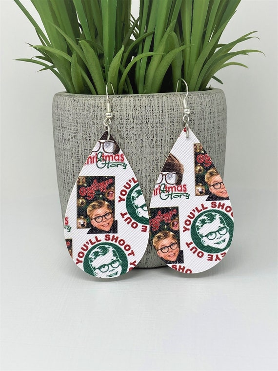 Christmas Themed Teardrop Shaped Dangle Earrings