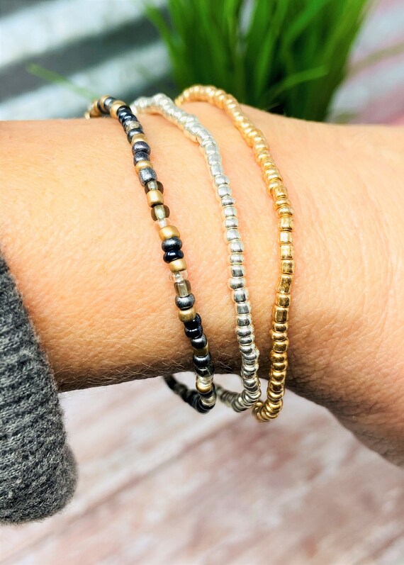 Dainty Bead Bracelet Set, 3 Beaded Bracelet Set, Stackable Bracelets, Beaded Bracelets, Friendship Bracelets, Bracelet Pack, Gift