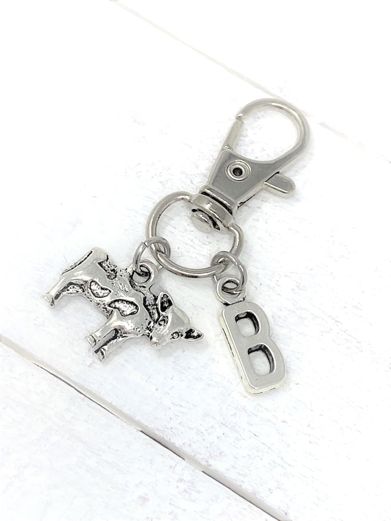 Cow Personalized Keychain | Add Initial