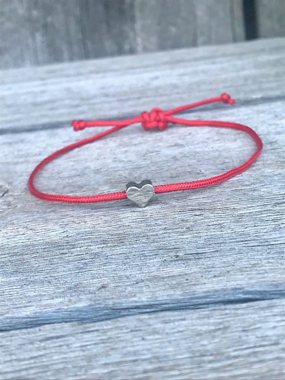 Mini Heart Bracelet, Wish Bracelet, Heart Adjustable Bracelet, Friendship Bracelet, Make wish Bracelet, Dainty Heart Bracelet, Valentine