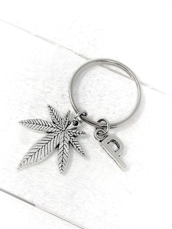 Cannabis Personalized Keychain | Add Initial
