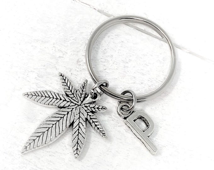 Cannabis Personalized Keychain | Add Initial
