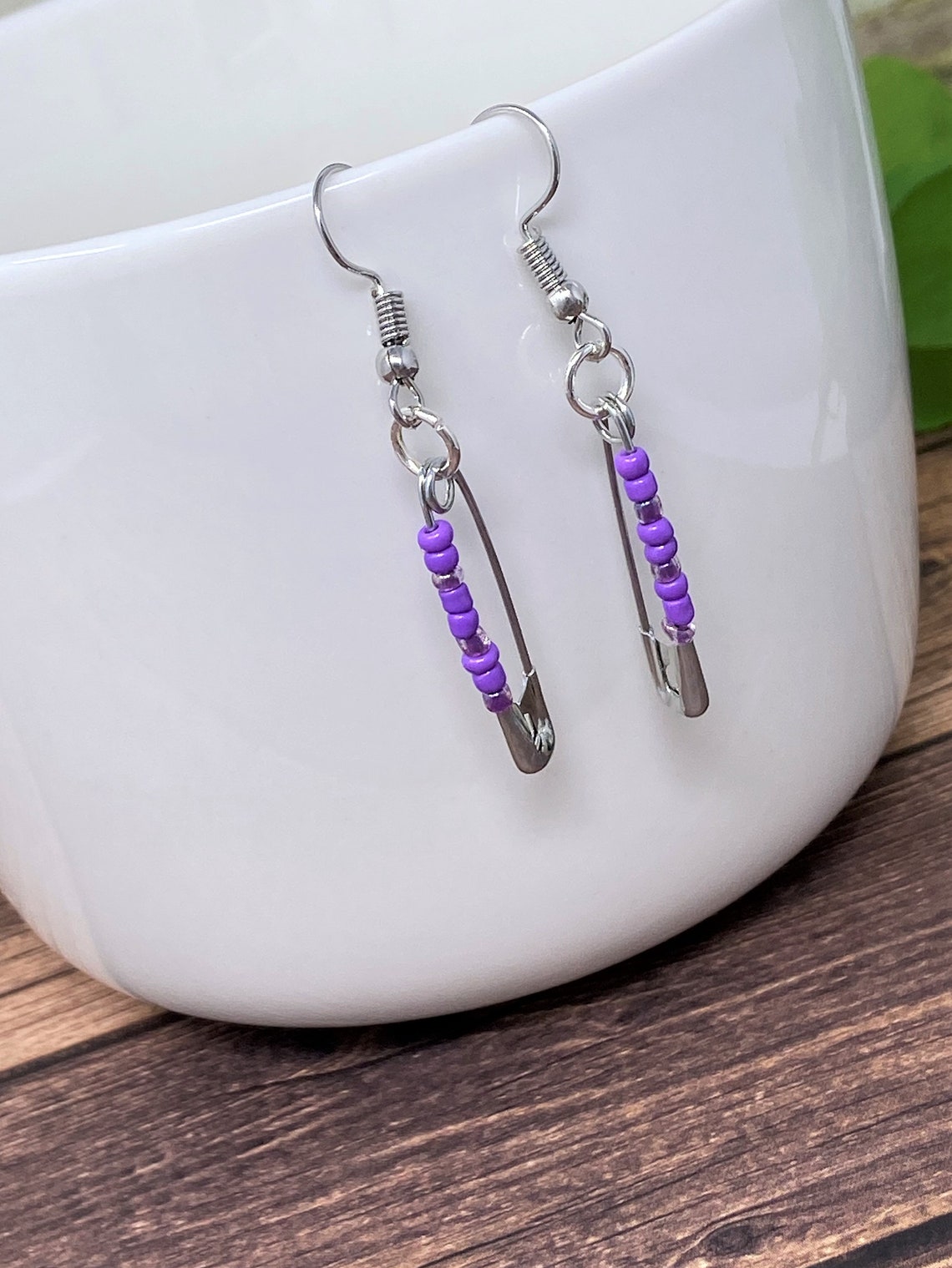 Safety Pin Earrings 90's Safety Pin Style Beaded Safety Etsy