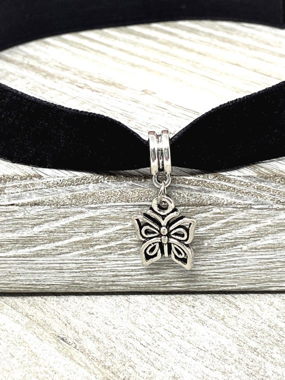 Butterfly Black Velvet Choker Necklace