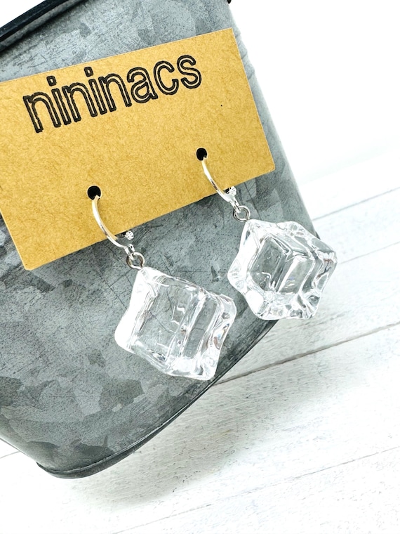 Ice Cube Earrings, Novelty Earrings, Unique Earrings, Ice Earrings, Fun Earrings, Gift