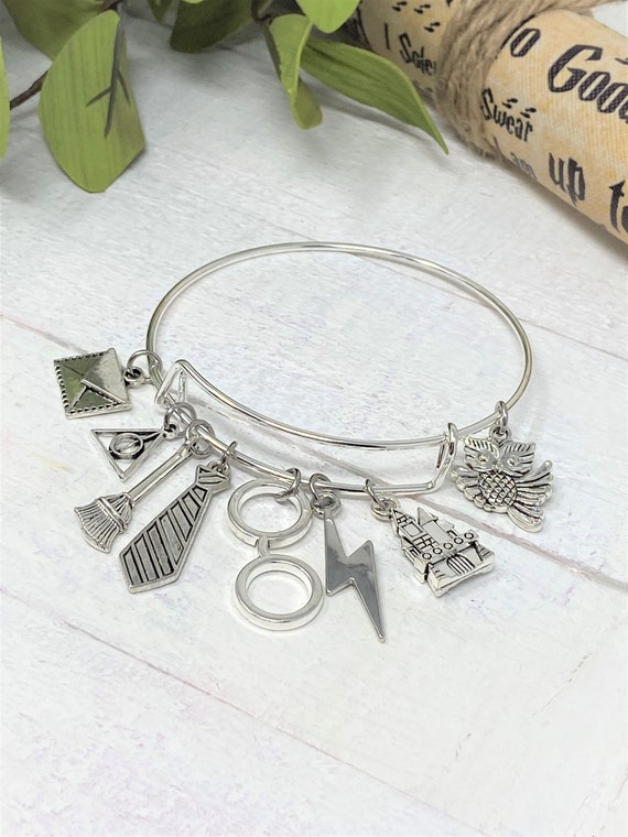 Wizard inspired Bangles, Wizard Inspired Charm Bracelet, Wizard Lovers, Halloween Gift, Perfect Gift, Gift
