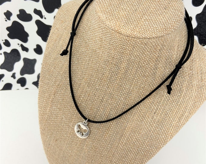Adjustable Butterfly Choker Necklace