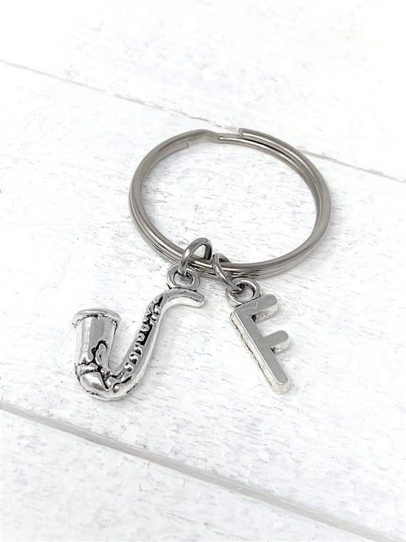 Saxophone Personalized Keychain | Add Initial