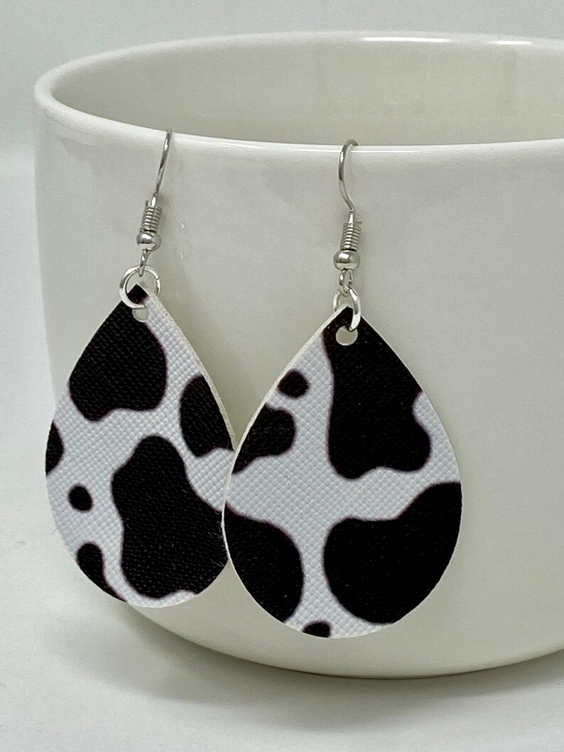 Cow Print Earrings Cow Themed Earrings Cow Tear Drop | Etsy