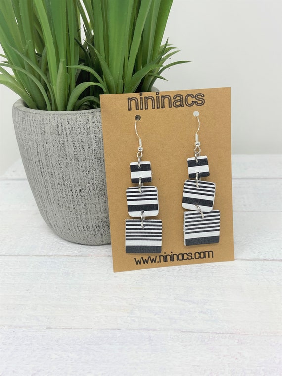Sophie Earrings, Leather Earrings, Stacked Square Earrings. Gift for Her, Gift for You, Christmas Gift