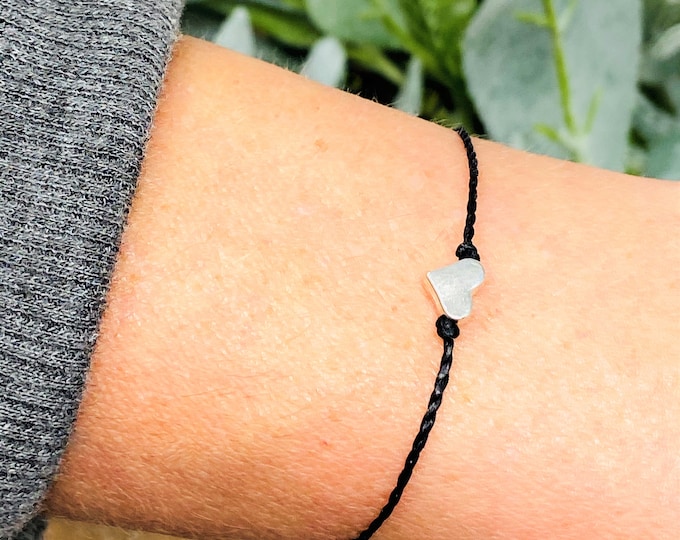 Dainty Silver Star or Heart Bracelet, Adjustable Friendship Bracelet