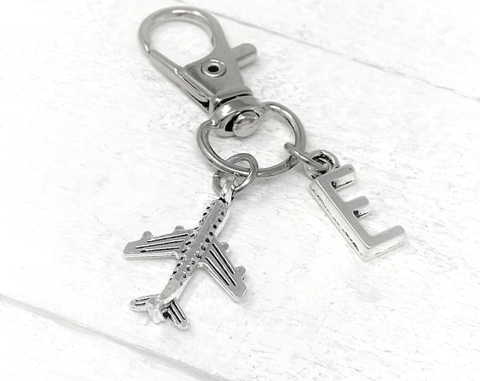 Airplane Personalized Keychain | Add Initial