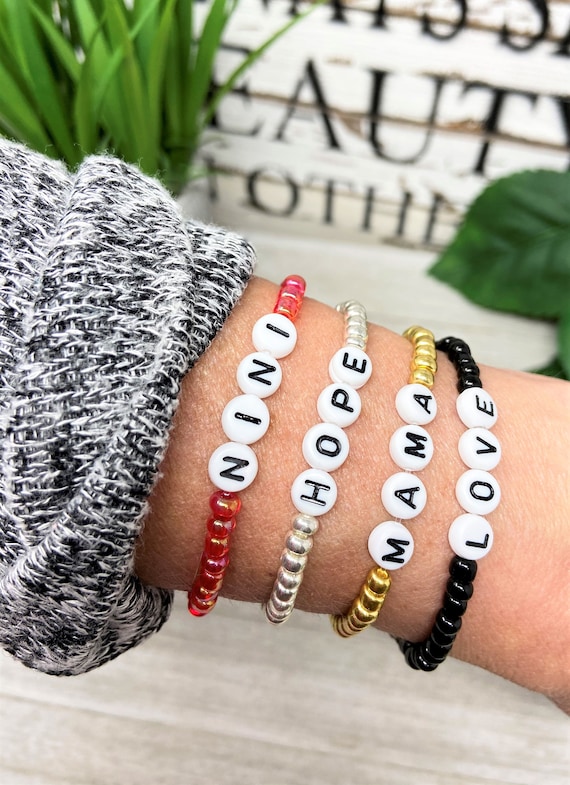Customized Beaded Bracelets, Beaded Bracelets, Many Colors to Choose From, Mama Bracelet, Letter Bracelet, Customized, Personalize Gift