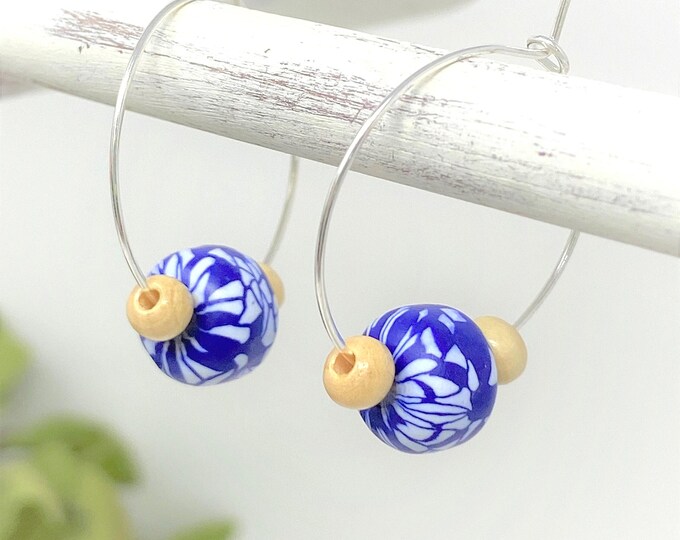 Floral Beaded Hoop Earrings