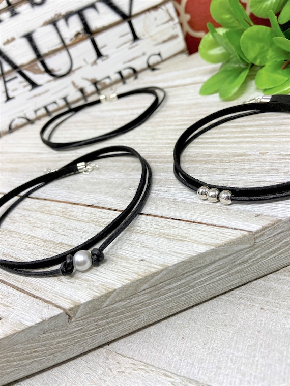 Pearl Choker, Double Wrap Choker, Wrap Choker Necklace, Double Layered Choker, Bead Choker, Dainty Choker, Black Choker, Pick From 3 Chokers