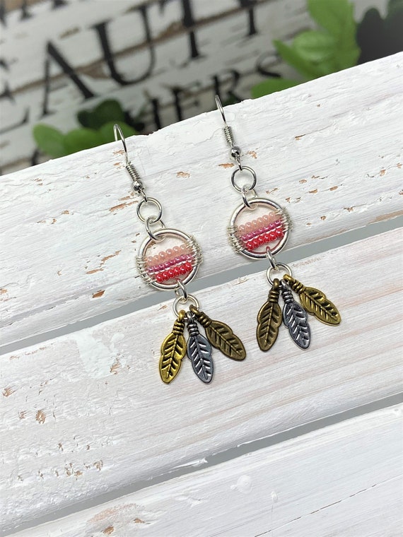 Beaded Dream Catcher Earrings,