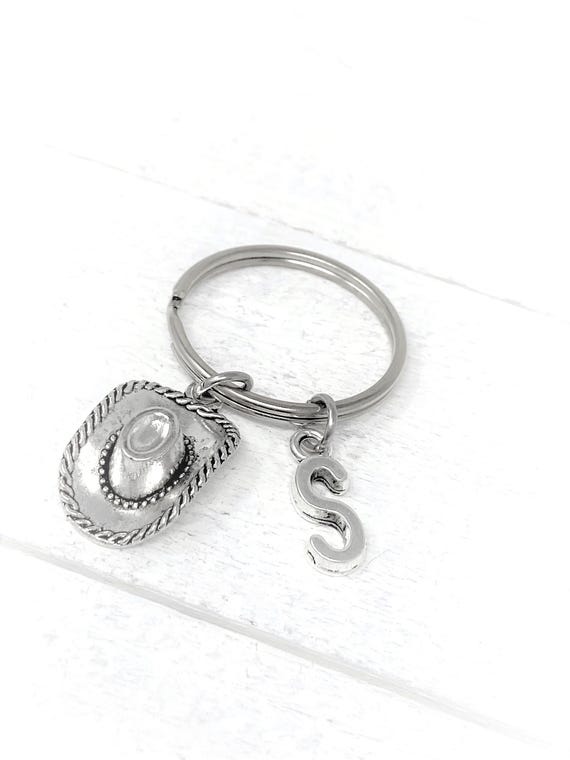 Cowboy Hat Personalized Keychain | Add Initial