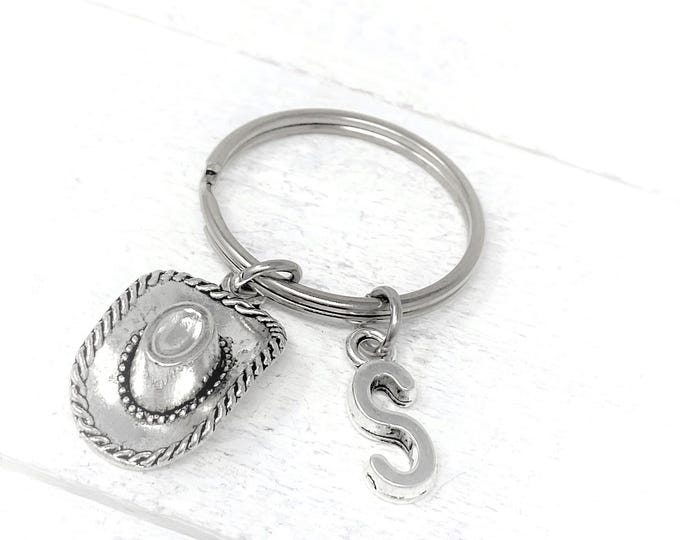 Cowboy Hat Personalized Keychain | Add Initial