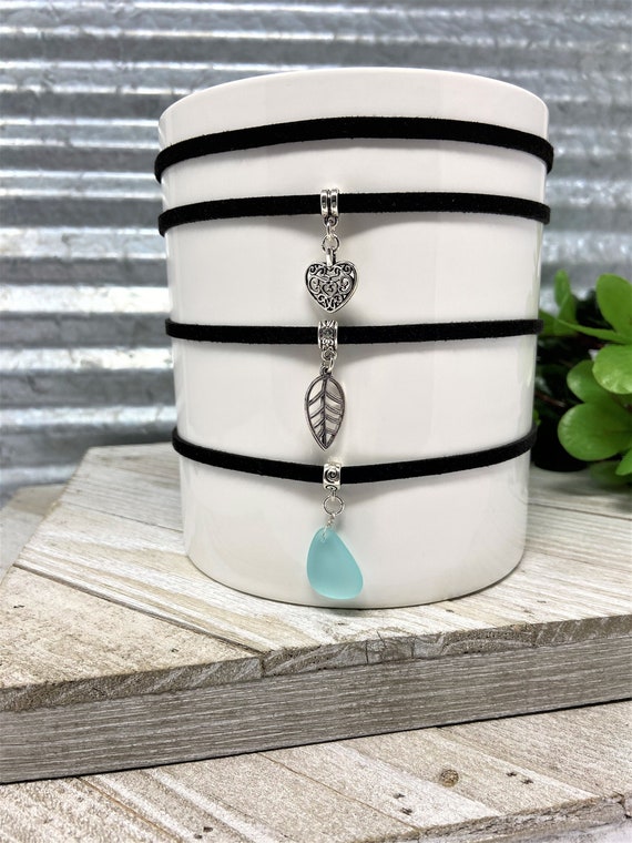 Black Choker, Black Choker with Charms, Thin Black Choker Necklace, Suede Choker, Trendy Jewelry, Choker Necklace, Boho Jewelry, Gift
