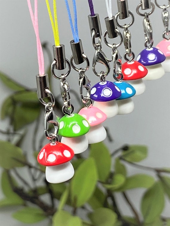 Mushroom Phone Charms, Mushroom Cottagecore, Mushroom Charms, Phone Charm, Mini Lanyards, Badge Charm, Planner Charm, Cute Accessories, Gift