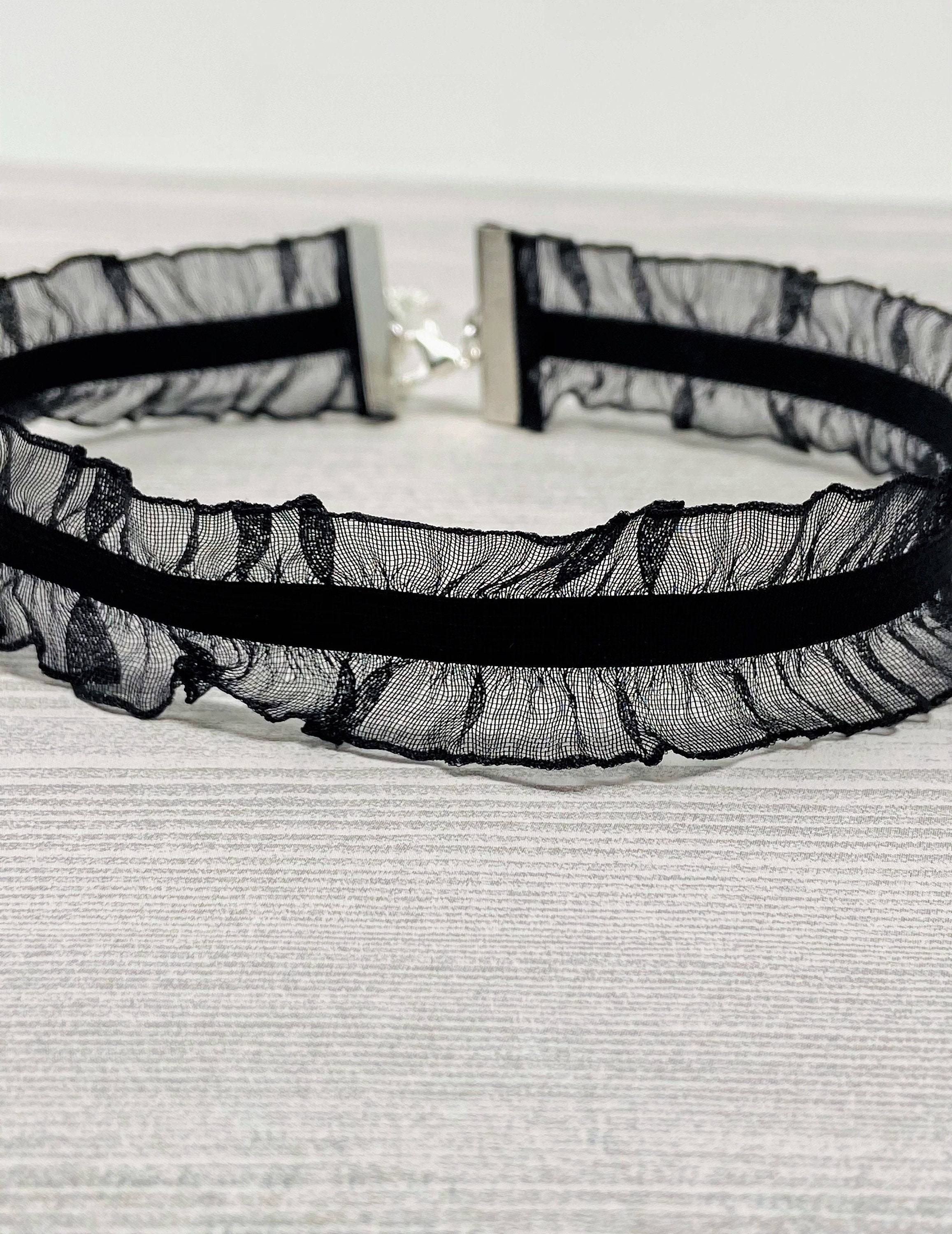 Ruffle Choker, Black Lace Choker 
