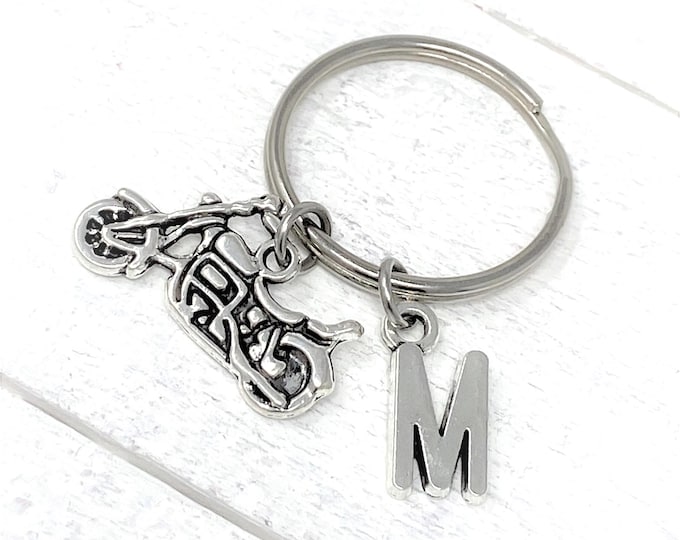 Motorcycle Personalized Keychain | Add Initial