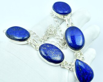 Lapis Lazuli Necklace: Sterling Silver Boho Gemstone Jewelry