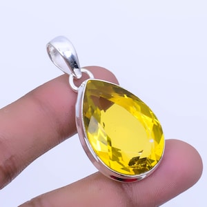 Gemstone Citrine Quartz  Pendant 925  Silver Pendant  Handmade Pendant Gift For Wedding  Pendant Unique Silver Pendant Teardrop Pendant Item