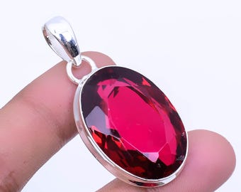 Garnet Pendant 925 Sterling Silver Pendant Garnet Gemstone Pendant Jewelry Handmade Garnet Jewelry Gift For Her Mother Pendant For Necklace