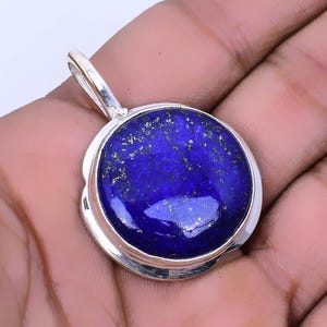 Gemstone Lapis Lazuli Pendant 925 Sterling Silver Pendant Lapis Lazuli Gemstone Pendant Statement Pendant Lapis Lazuli Navajo Pendant Gifted