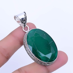 Gemstone Green Onyx Silver  Pendant, Handmade Pendant, Green Gemstone Pendant Gift For Her, Birthday Gift, Silver Pendant Gifted Item Etsy