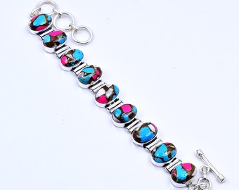 Cotton Candy Turquoise Bracelet – Sterling Silver Boho Jewelry