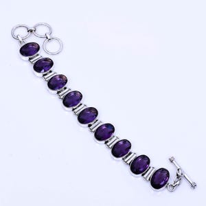 Purple Amethyst Quartz Gemstone Bracelet 925 Sterling Silver Adjustable Bracelet Handmade Silver Bracelet Gift For Men Etsy New Item 2025