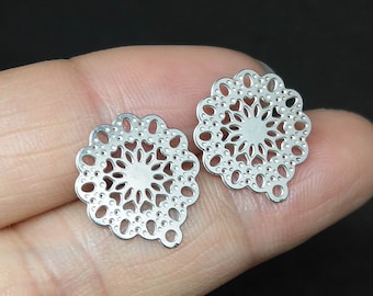 Stainless Steel Hypoallergenic Earring Stud Post with Loop Silver Gold Stud Flower Earring findings Jewelry Supplies 15mm