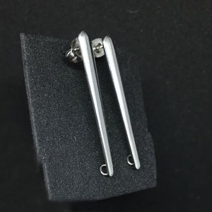10pcs Stainless Steel Long Bar Ear Stud Components Open Loops Earring Posts Jewelry Making