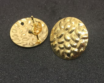 16mm Gold tone stainless steel stud earrings connector findings diy stud earring post components with loop for earring making