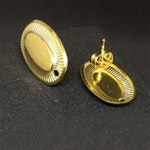 2019 New Design Gold Ear Posts with Loops, 14k gold plated Stainless Steel Earring Making Suppliers, Oval Shape Earring Studs DIY Findings