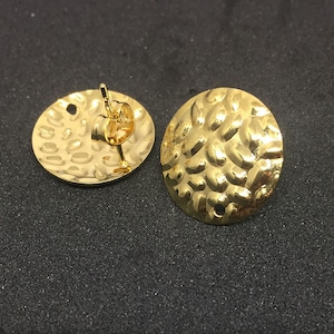 16mm Gold tone stainless steel stud earrings connector findings diy stud earring post components with loop for earring making