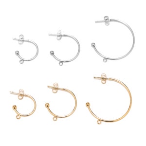 10pcs Stainless Steel Gold Plated 15mm 20mm 30mm Earring Posts with loop C Shape Ear Studs Earrings Accessories DIY Women Earrings Making