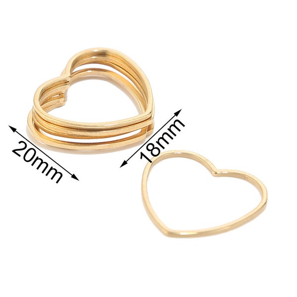 20pcs Stainless Steel Gold Geometric Heart Link Charm Connectors DIY Earring Charm Findings