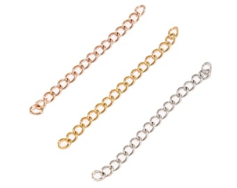 50pcs Acier inoxydable 5cm 2 pouces argent or rose soudé extension chaîne or collier extendeur chaînes de queue pour bricolage fabrication de bijoux